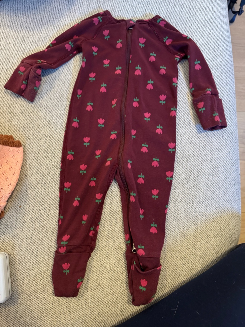 Hanna Andersson HannaSoft Maroon Tulip Footie PJs